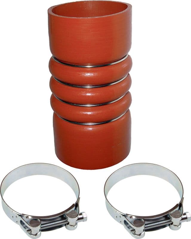Intercooler slang (Top, 90mm/90mmx167mm, oranje, met klemmen) past: IVECO EUROSTAR, EUROTECH MP, EUROTECH MT, EUROTRAKKER 8210.42K(TCA)-8460.41T 01.92-