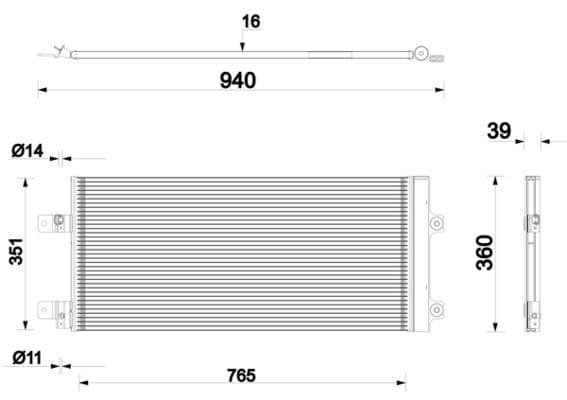 A/C condensator 755x351x16 past: MAN TGS I, TGS II, TGX II 02.07-