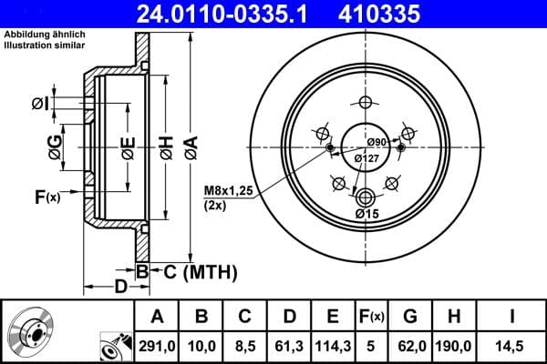 Brake disc Achter Links/Rechts past: LEXUS IS II, IS III  TOYOTA CROWN, MARK X I, MARK X II 2.2D-3.5 09.03-