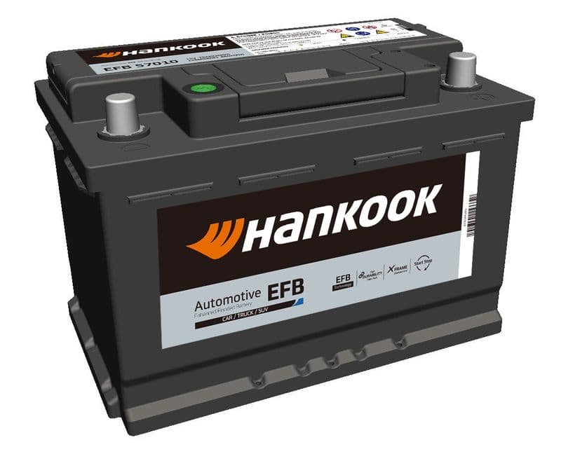 Batterij HANKOOK 12V 70Ah/760A (EN) START&STOP EFB (R+ standaard terminal) 277x174x190 B13 - montageflens 10,5 mm (beginnen/efb)