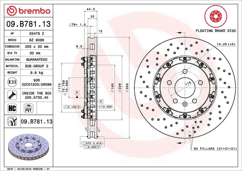 Tweedelige remschijf Voor Links/Rechts past: OPEL ASTRA H, ASTRA J, ASTRA J GTC 1.4-2.0 08.05-04.18