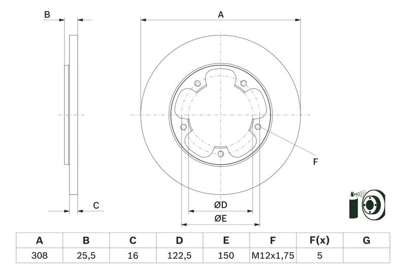 Brake disc Achter Links/Rechts past: FORD TRANSIT V363 2.0D/2.2D/Electric 08.13-