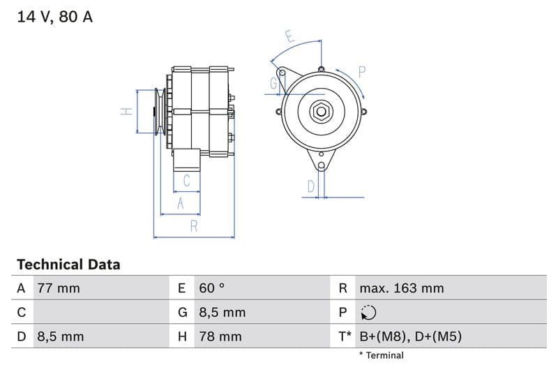 Dynamo (12V, 80A, gereviseerd) past: BMW 3 (E30), 5 (E28), 6 (E24), 7 (E23), Z1 1.8-3.4 09.77-11.93