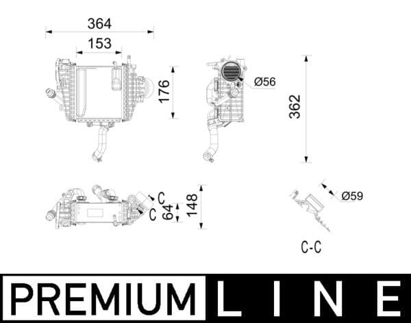 Toevoerluchtkoeler past: MERCEDES C (A205), C (C205), C T-MODEL (S205), C (W205), CLS (C257), E (A238), E ALL-TERRAIN (S213), E (C238), E T-MODEL (S213), E (W213), GLC (C253) 1.6D-Electric 10.14-