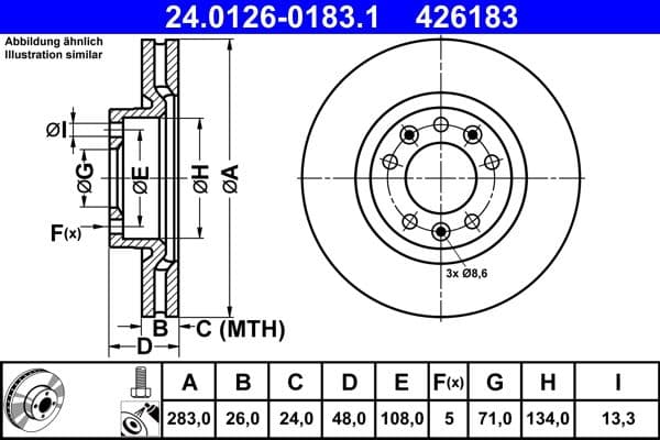Brake disc Voor Links/Rechts past: CITROEN BERLINGO, C4 GRAND PICASSO II, C4 PICASSO II, C4 SPACETOURER, GRAND C4 SPACETOURER  OPEL ASTRA L, COMBO, COMBO E TOUR / LIFE 1.2-Electric 02.13-