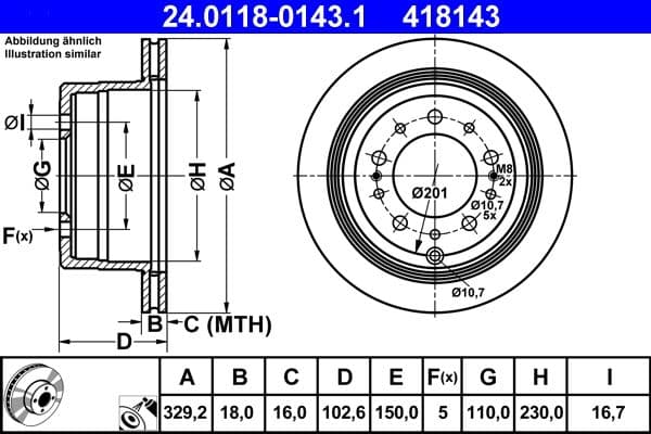 Brake disc Achter Links/Rechts past: LEXUS LX  TOYOTA LAND CRUISER, LAND CRUISER 100 4.2D/4.7 01.98-03.08