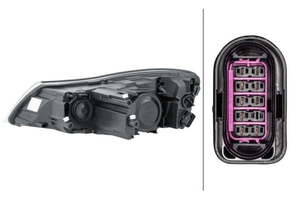 Koplamp Rechts (H1/H7/PY21W/W5W, elektrisch, met motor) past: SKODA OCTAVIA II 11.08-06.13