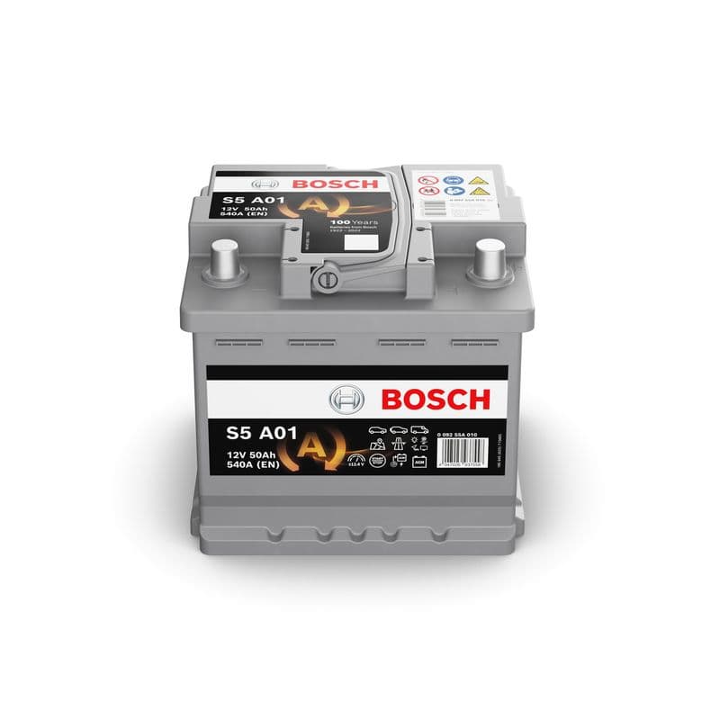 Batterij BOSCH 12V 50Ah/540A AGM  (EN) S5 (R+ standaard terminal) 207x175x190 B13 - montageflens 10,5 mm (beginnen)
