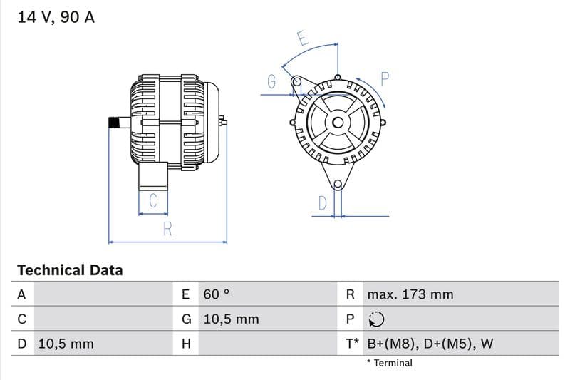 Dynamo (14V, 90A, gereviseerd) past: FENDT 920 VARIO FAVORIT, 924 VARIO FAVORIT, 926 VARIO FAVORIT  JOHN DEERE 110, 210, 310, 320, 420, 510, 520, 5070M 2WD, 5070M 4WD, 5080M 2WD, 5080M 4WD