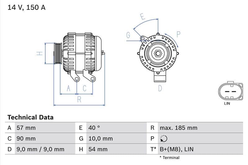Dynamo (14V, 150A, gereviseerd) past: VOLVO C70 II, S60 II, S80 II, V60 I, V70 III, XC60 I, XC70 II, XC90 I  FORD MONDEO IV, S-MAX 2.0-2.5ALK 03.06-07.18