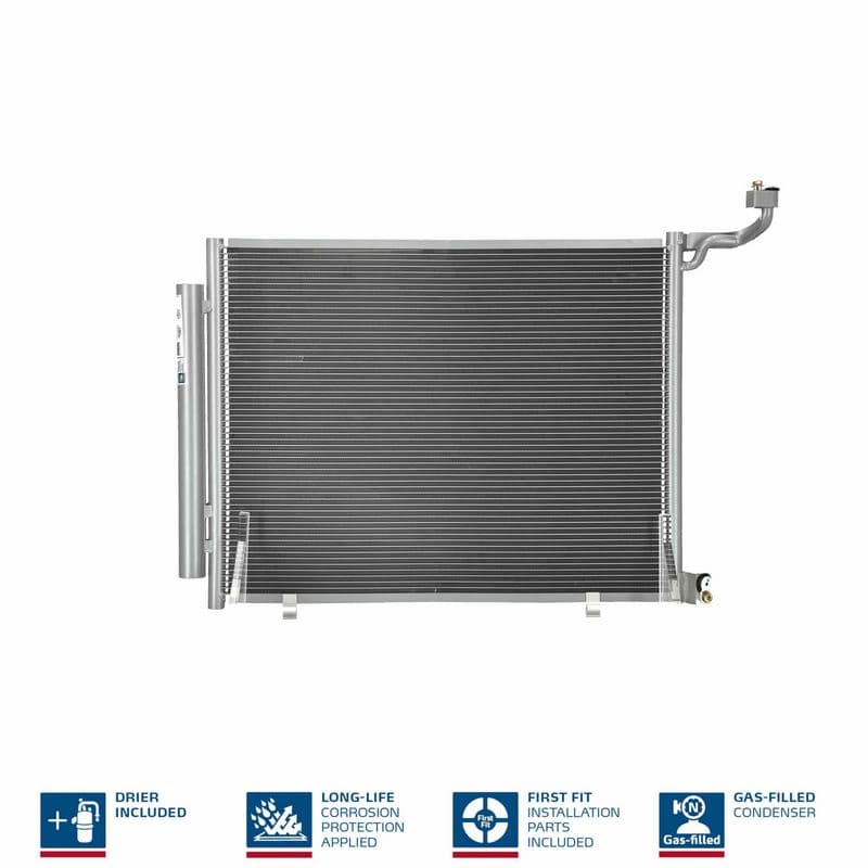 A/C condensator (met droger, (EN) additional fitting elements) past: FORD ECOSPORT, FIESTA VI, FIESTA VII, PUMA, TOURNEO COURIER B460, TRANSIT COURIER B460 1.0-1.6D 06.08-