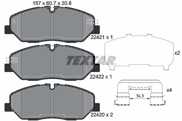 Remblokken set Voor , past: HYUNDAI H350 2.5D 04.15-