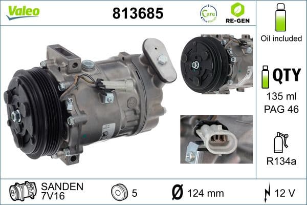 Airconditioning compressor (gereviseerd) past: OPEL SIGNUM, VECTRA C, VECTRA C GTS 1.6/1.8 08.05-12.08