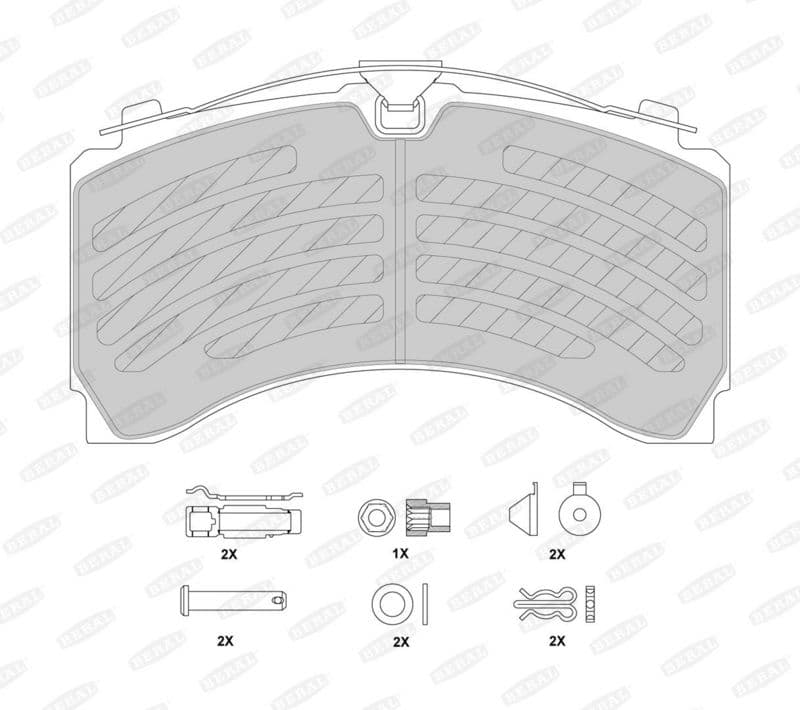 Remblokken set , past: MERCEDES ACTROS, ACTROS MP2 / MP3, ACTROS MP4 / MP5, ANTOS, AROCS, ATEGO, AXOR, AXOR 2, ECONIC, ECONIC 2 10.7D-Electric 04.96-