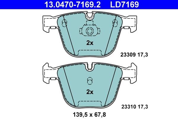 Keramische remblokken Achter , past: BENTLEY AZURE II  BMW 1 (E82), 3 (E90), 3 (E92), 3 (E93), 5 (E60), 5 (E61), 6 (E63), 6 (E64), 7 (E65, E66, E67), X5 (E70), X5 (F15, F85) 2.5-6.8 07.01-