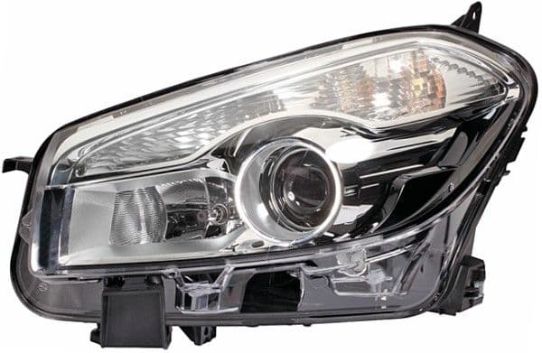Koplamp Rechts (H7/H7/PY21W/W5W, elektrisch, met motor, met gloeilamp, kleur invoegen: zilver, kleur indicator: transparant) past: NISSAN QASHQAI I J10 04.10-04.14