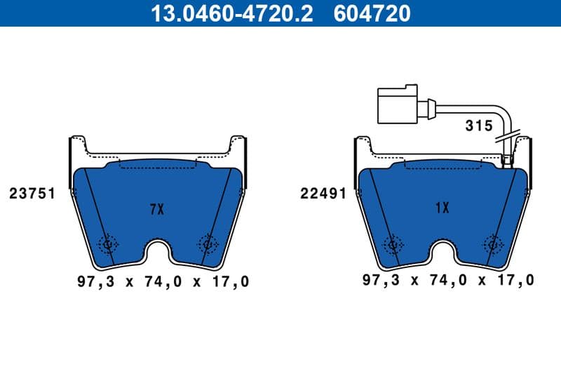 Remblokken set Voor , past: AUDI A3, Q3, TT 1.0-2.5 09.12-