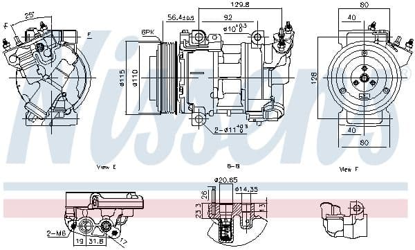 Airconditioning compressor past: DS DS 4, DS 5  CITROEN BERLINGO, BERLINGO MULTISPACE, C4 II, DS4, DS5  PEUGEOT 3008 I, 5008, PARTNER, PARTNER TEPEE 1.2-1.6LPG 04.08-
