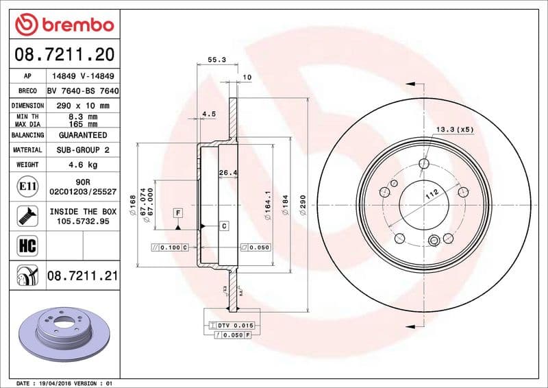 Brake disc Achter Links/Rechts past: MERCEDES C (CL203), C (W202), C (W203), C T-MODEL (S203), CLC (CL203), CLK (A208), CLK (A209), CLK (C208), CLK (C209), E (W210) 1.8-4.3 06.93-06.11