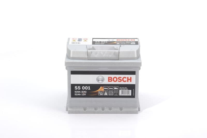 Batterij BOSCH 12V 52Ah/520A (EN) S5 (R+ standaard terminal) 207x175x175 B00 - geen montageflens (beginnen)