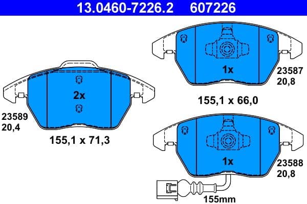 Remblokken set Voor , past: AUDI A1, A3, TT 1.0-3.2 05.03-10.18