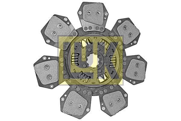 Koppelingsplaat/plaat keramiek (321mm  aantal peddels: 7) past: FORD 5000, 5100 4WD, 5110 2WD, 5200, 5340, 5550, 5600, 5610 4WD, 5640, 5640 SL, 6410 2WD, 6600 4WD, 6610 4WD, 6610 O, 6610 S, 6640