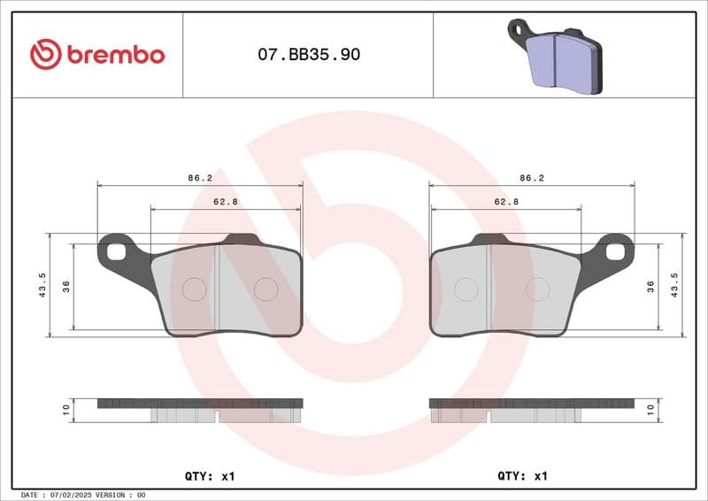 Brake pads Voor, beoogd gebruik: oe gelijkwaardig, materiaal: sinter-90, 43,5x86x10mm