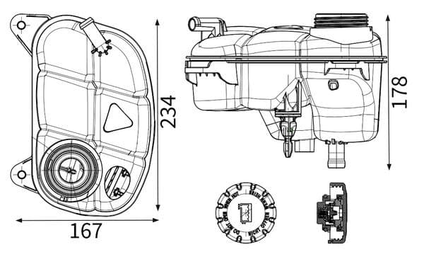 Koelvloeistof expansievat past: MERCEDES MARCO POLO CAMPER (W447), VITO (W447), VITO MIXTO (DOUBLE CABIN), VITO TOURER (W447) 10.14-