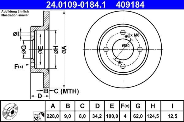 Brake disc Achter Links/Rechts past: SUZUKI BALENO, SWIFT V 1.0-1.2H 02.16-