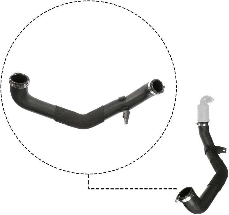 Intercooler slang (diameter 40/50mm, lengte 630mm, zwart) past: FORD FIESTA VII, TOURNEO CONNECT V408 NADWOZIE WIELKO, TOURNEO COURIER B460, TRANSIT CONNECT V408, TRANSIT COURIER B460 1.0 09.13-