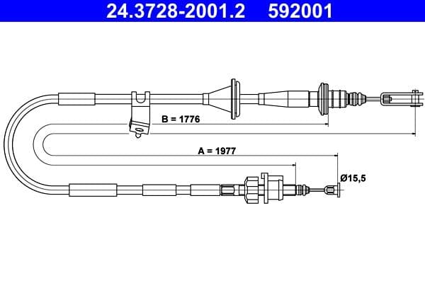 Koppelingskabel (1977mm/1776mm) past: SUZUKI JIMNY 1.3/1.5D 09.98-
