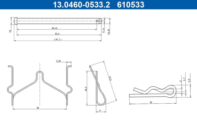 Remblok montagekit achter past: LEXUS GX  MITSUBISHI PAJERO CLASSIC, PAJERO IV, PAJERO SPORT II  TOYOTA 4 RUNNER IV, 4 RUNNER V, FJ CRUISER, FORTUNER, HILUX VII, HILUX VIII 2.4D-4.7 02.99-