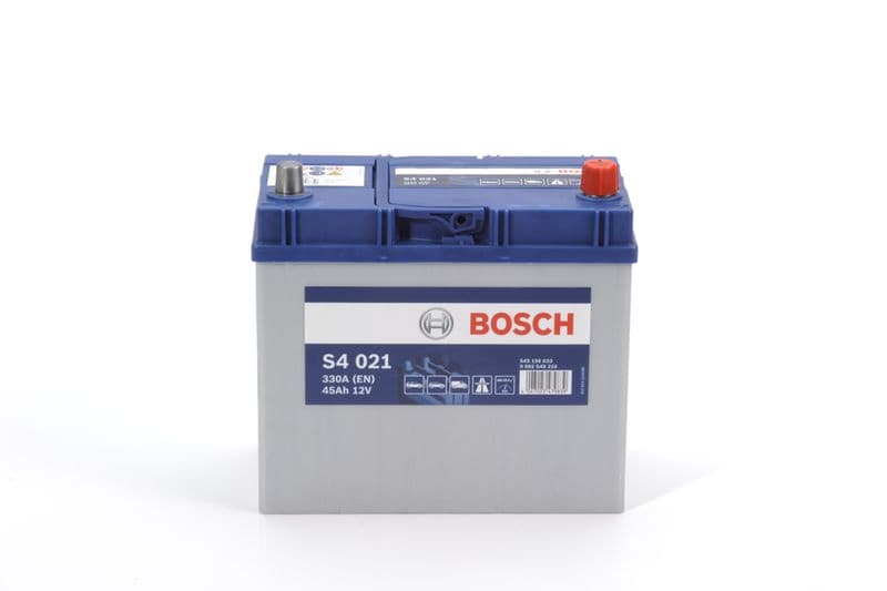 Batterij BOSCH 12V 45Ah/330A S4 (R+ standaard terminal) 238x129x227 B01 - montageflens 10,5 mm (beginnen)