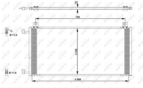 A/C condensator (met droger) past: HONDA CIVIC IX 1.6/1.8 09.11-12.16