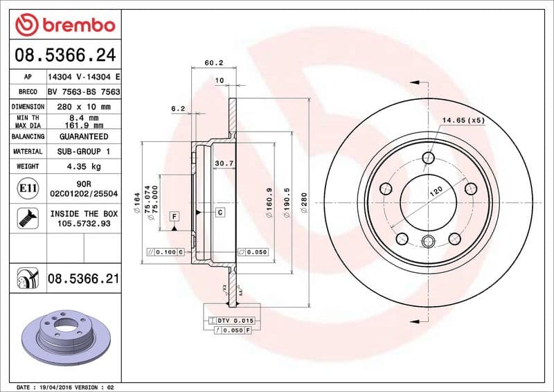 Brake disc Achter Links/Rechts past: BMW 3 (E36), 3 (E46) 1.6-2.8 09.90-07.06