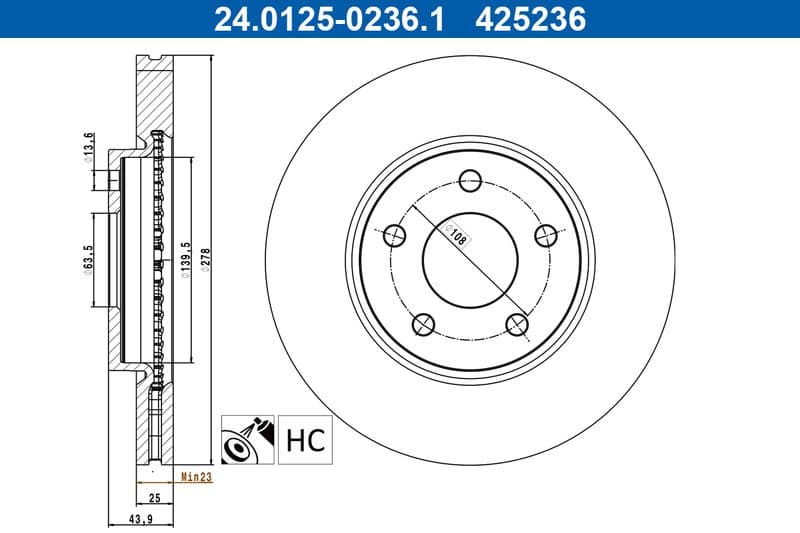 Brake disc Voor Links/Rechts past: FORD PUMA 1.0-1.5D 09.19-