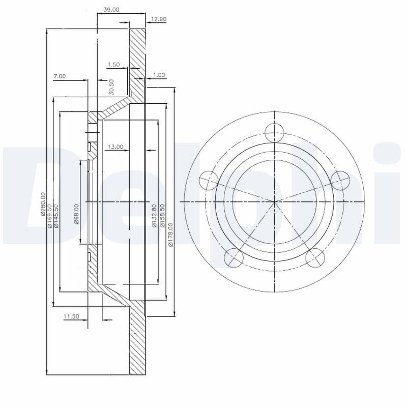 Remschijf set (2 stuks) Voor Links/Rechts past: AUDI A4 B5 1.6/1.8/1.9D 11.94-09.01