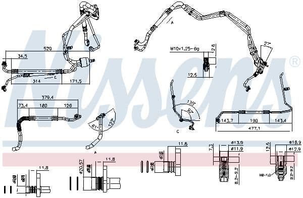 Airco slang/pijp (van condensator tot verdamper) past: CITROEN C4 II, DS4 1.6D 11.09-